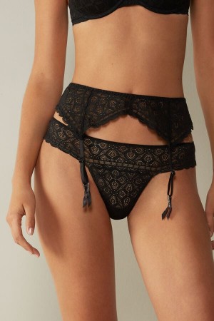 Black Intimissimi Lace Garter Belt | CAEGJ29200